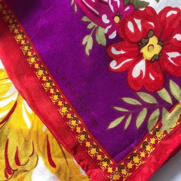 Liz Claiborne Fancy Floral Long Silk Scarf - Picture 3 of 4